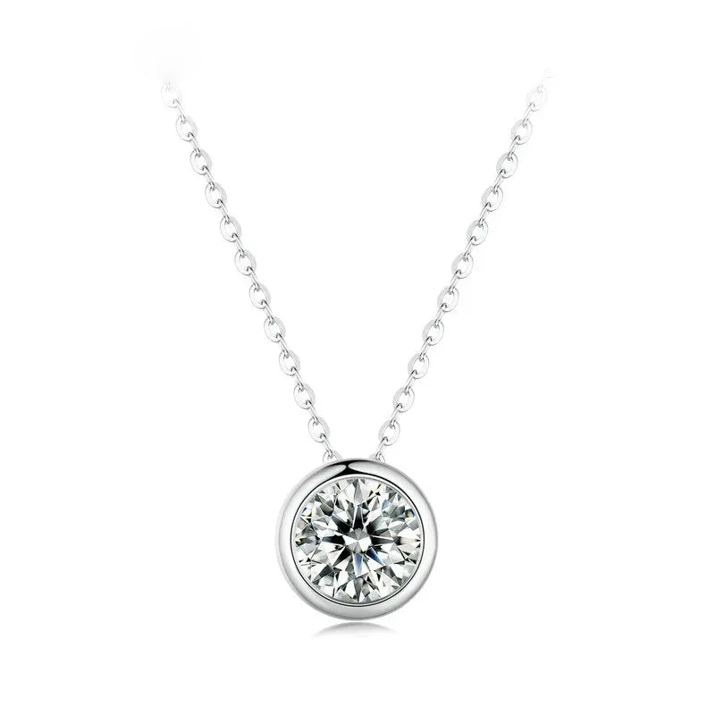 1CT Moissanite Pendant Necklace – D VVS1, 925 Silver, Minimalist Jewelry