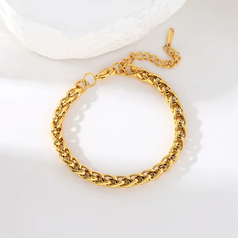 Gold Stainless Steel Unisex Chain Bracelet – 2025 Antiallergic Bangle
