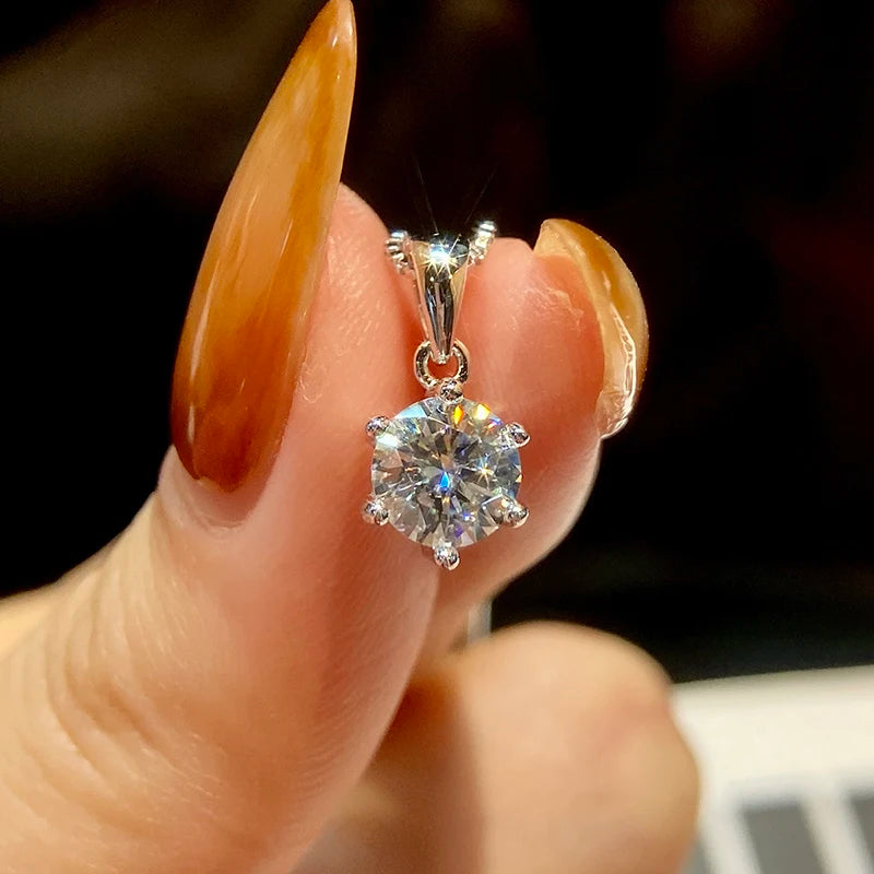 Moissanite Diamond Necklace – Sterling Silver for Women