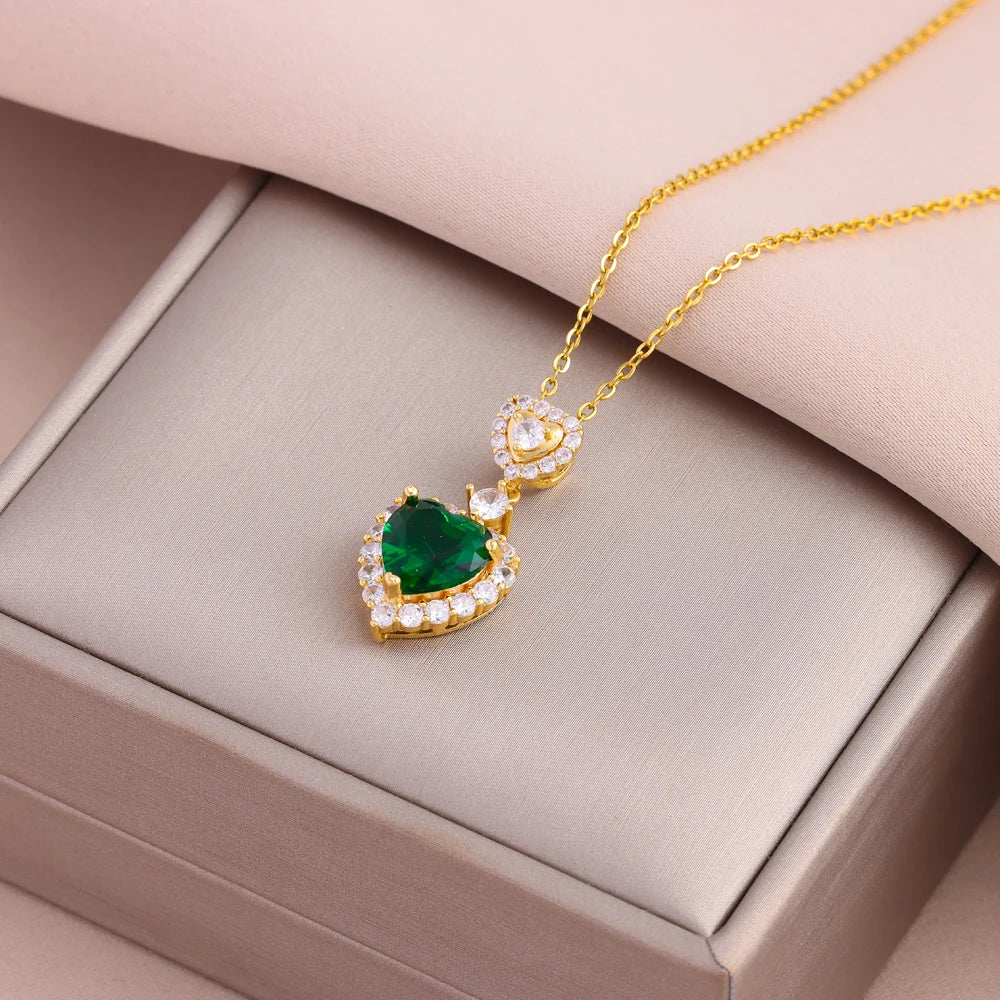 Luxury Zircon Crystal Pendant Necklace – Korean Fashion for Women
