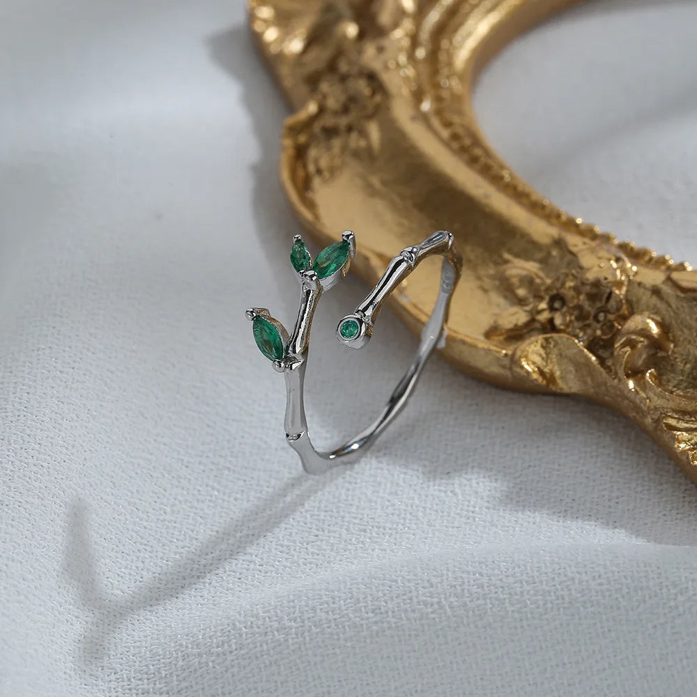 Mermaid Whale Tail Moonstone Stackable Ring – Blue Green Silver