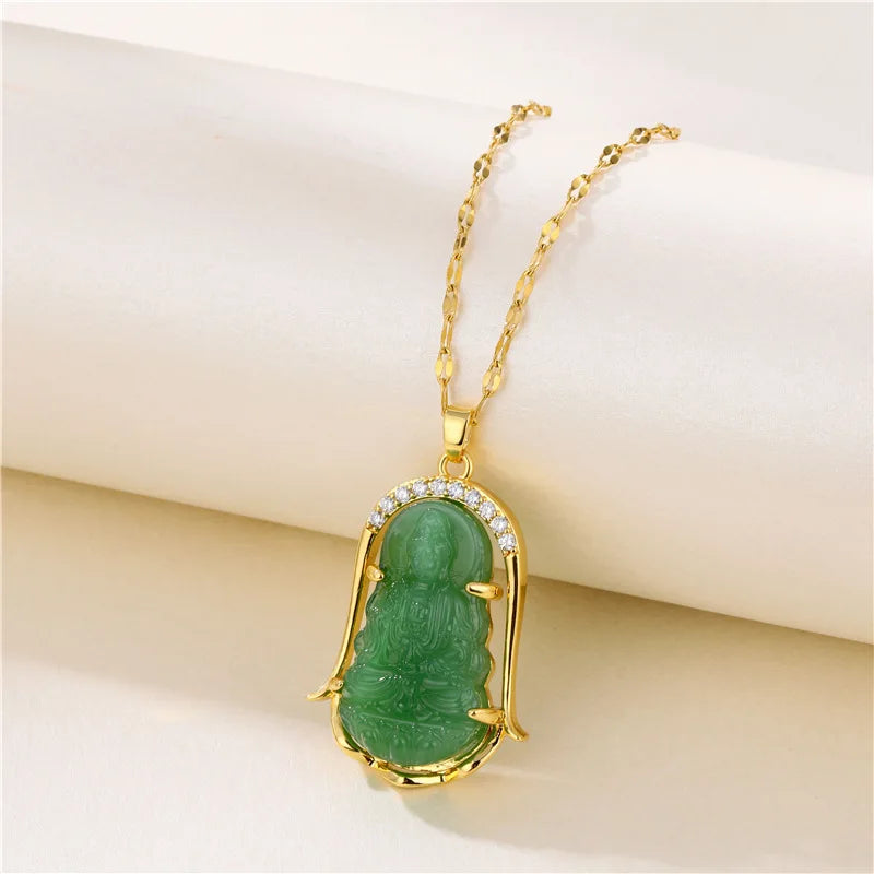 Trendy Green Zircon Pendant Necklace for Women