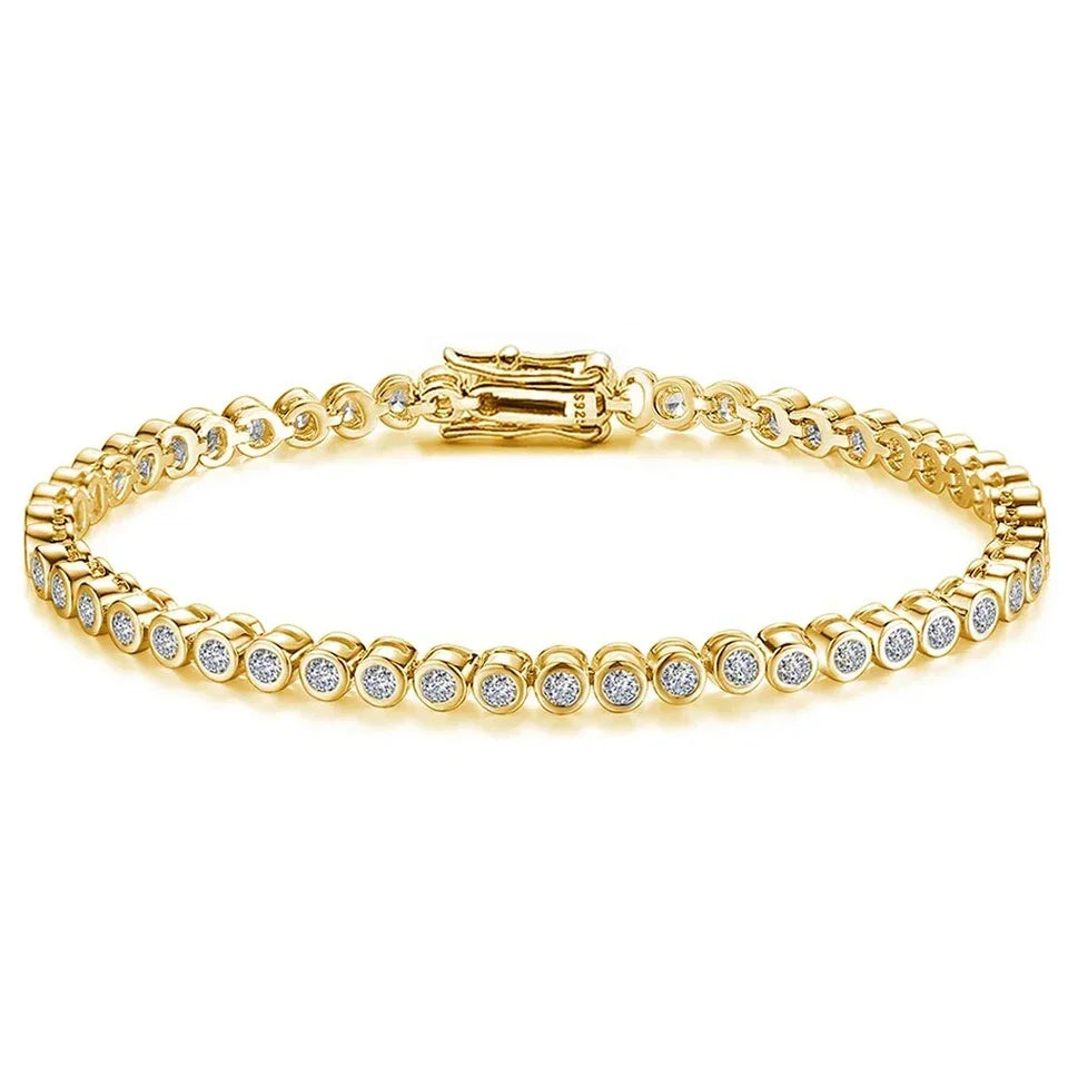 Moissanite Tennis Bracelet Sterling Silver Gold Plated