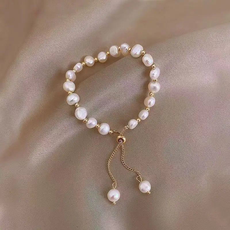 Vintage Purple Pearl Crystal Adjustable Bracelet for Women & Girls