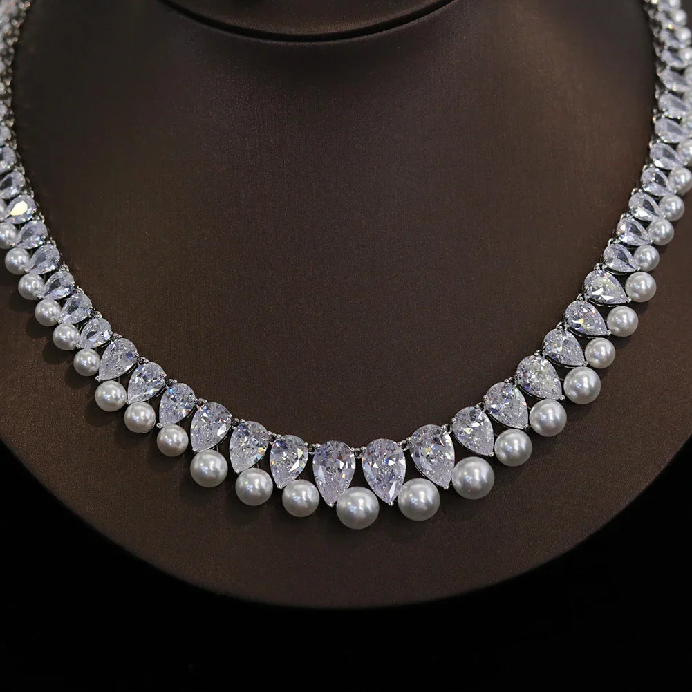 Pearl Choker Necklace Set for Women Bridal Wedding Jewelry Bridesmaid Gift