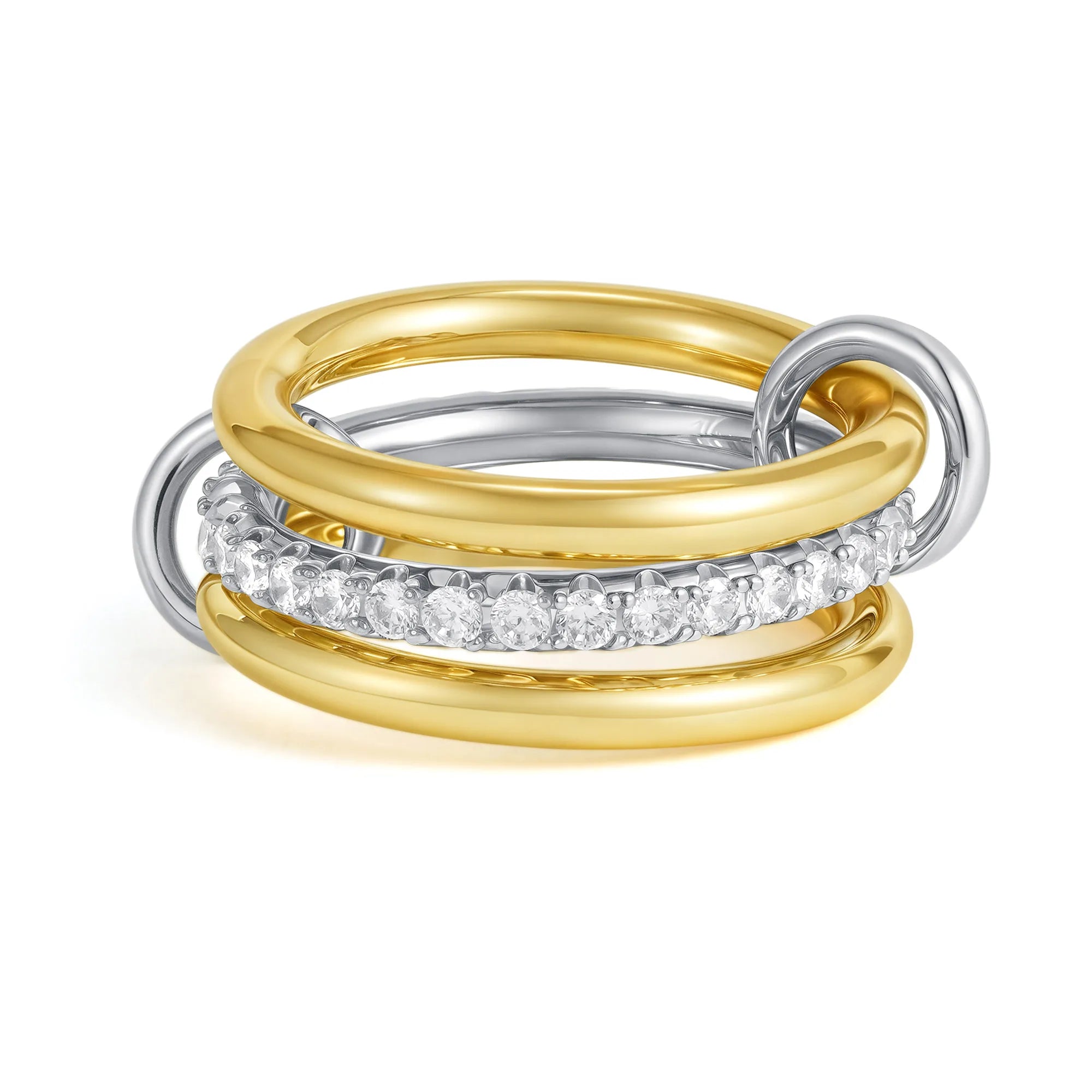 Luxury Gold Plated Cubic Zirconia Stackable Rings Set for Women