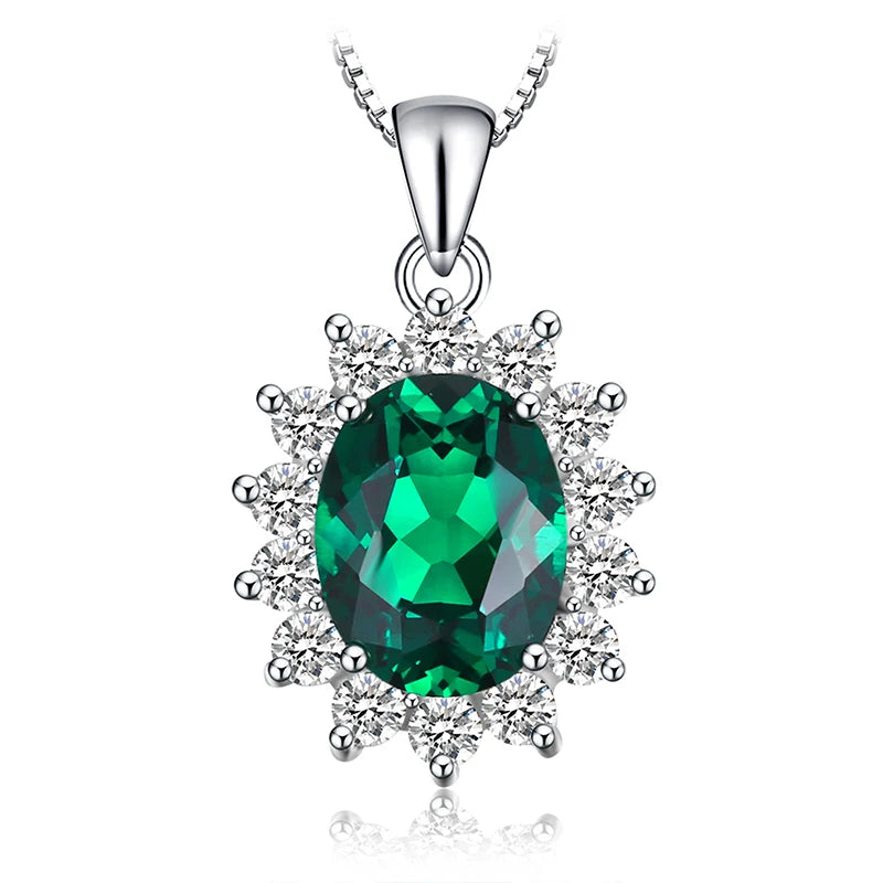 Diana Blue Sapphire Ruby Emerald Pendant – Sterling Silver (No Chain)