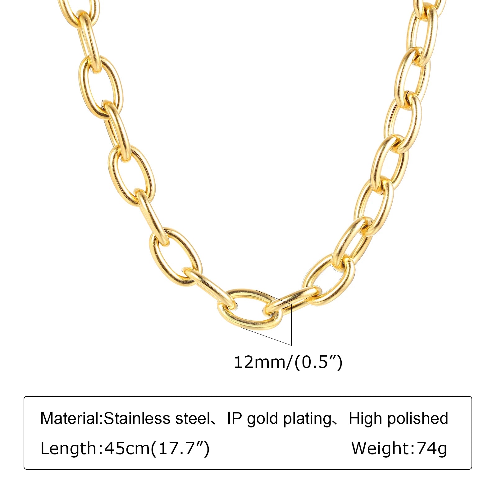 Chunky Gold Oval Link Necklace – Women’s Minimalist Chain Choker
