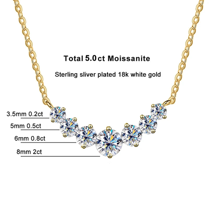 Moissanite Necklace for Women | 18K Gold Plated 925 Silver, GRA Certified