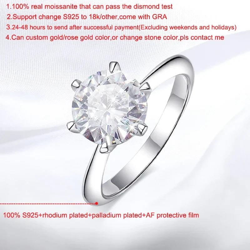 Luxury Moissanite Solitaire Engagement and Wedding Ring