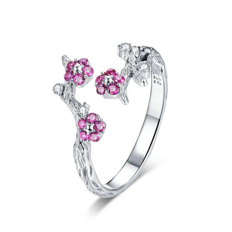 Women’s Adjustable Sterling Silver Zircon Stackable Engagement Ring