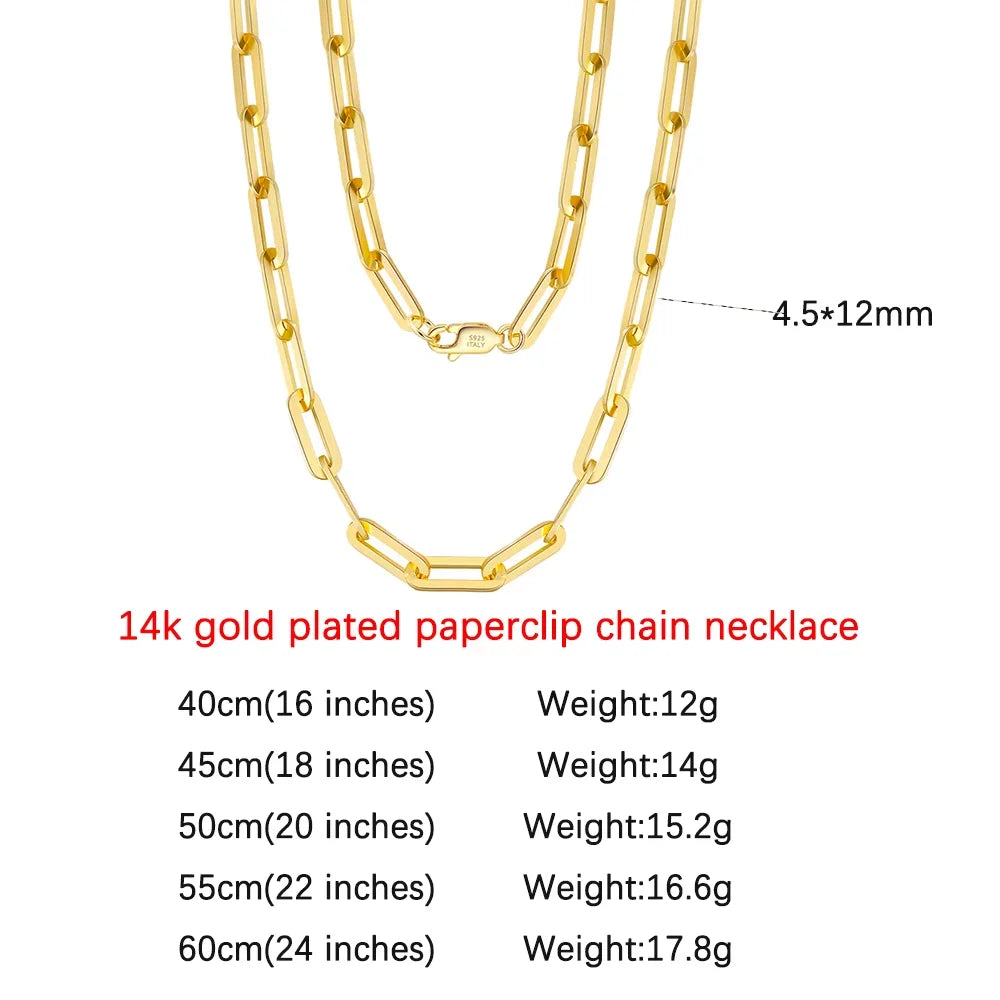 Classic Sterling Silver Paperclip Chain Necklace Unisex Jewelry