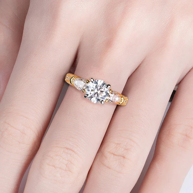 Luxury Moissanite Engagement and Wedding Ring in Sterling Silver