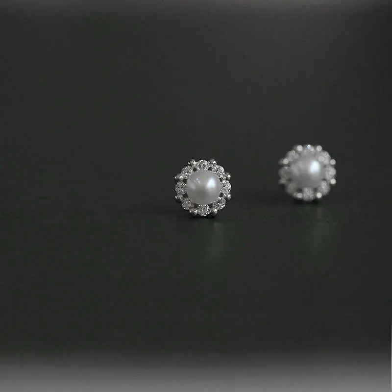 Gold Zircon Pearl Twist Stud Earrings – Luxury Women’s Jewelry