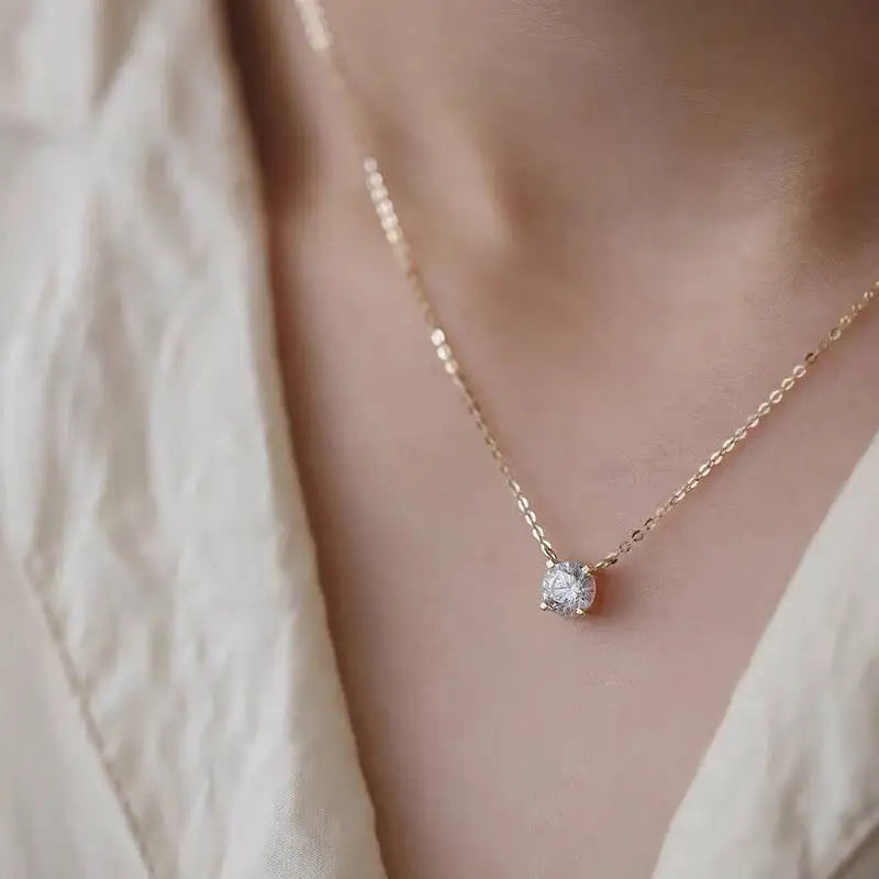Sterling Silver Moissanite Necklace – 1-5 Ct, D Color, 3 Colors, Certified