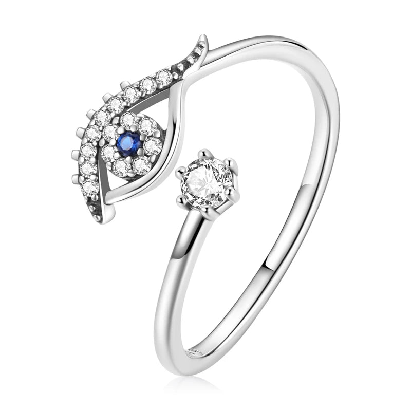 Women’s Adjustable Sterling Silver Zircon Stackable Engagement Ring