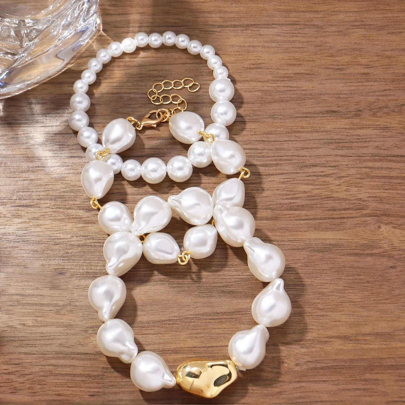 Exquisite luxury imitation pearl bead women's bracelet set banquet jewelry