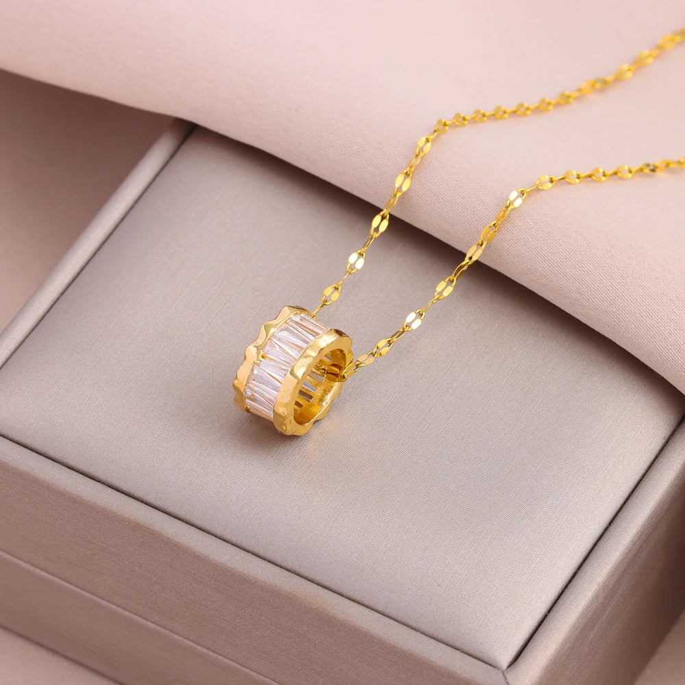 Gold Plated Stainless Steel Necklace for Women – Pendant Clavicle Chain