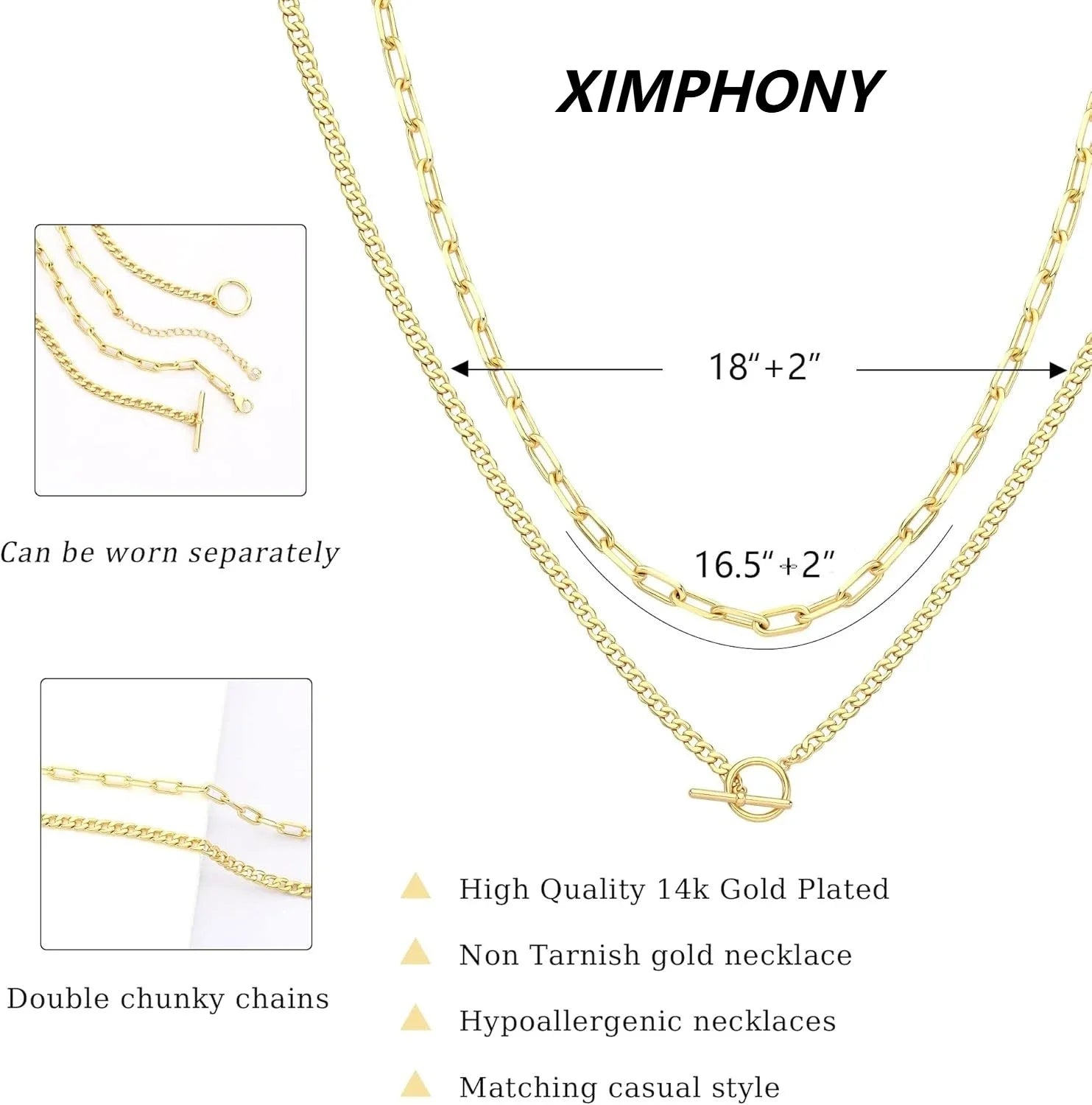 Gold Layered Cuban Link & Paperclip Necklace for Women