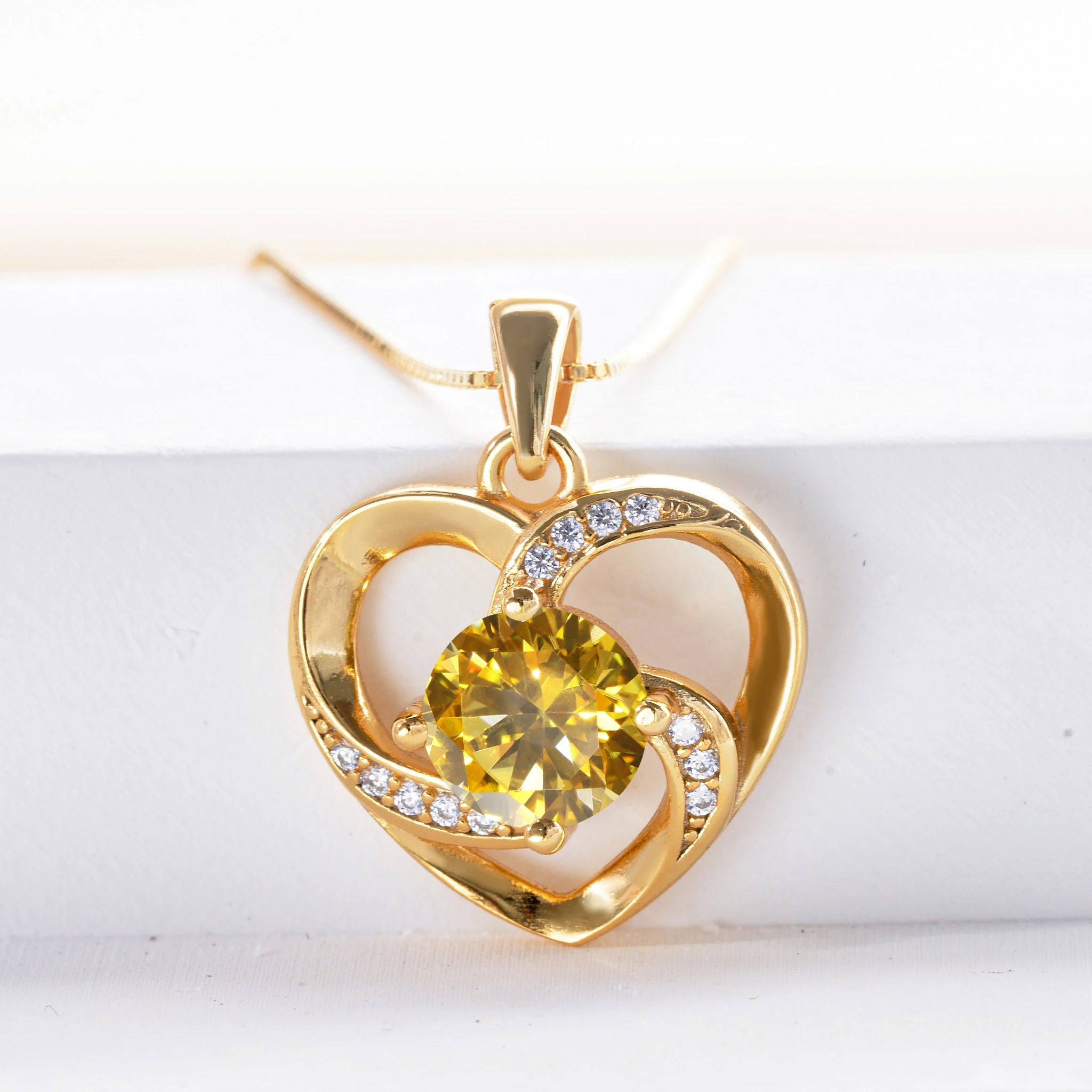 1CT Moissanite Heart Pendant Necklace – 925 Silver, Gold Plated