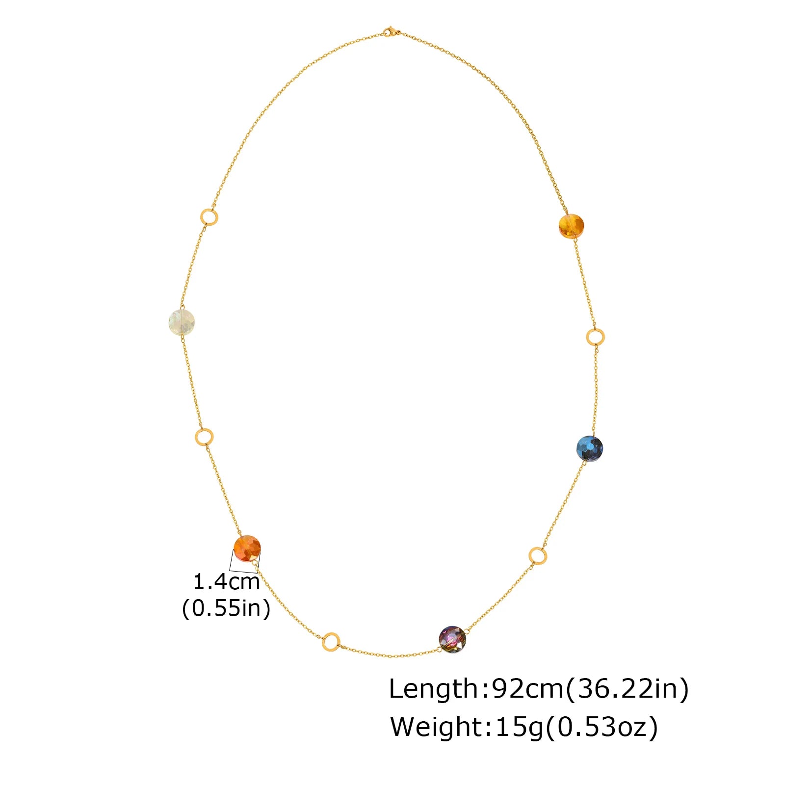 Geometric Beaded Long Layered Stainless Steel Necklace for Women