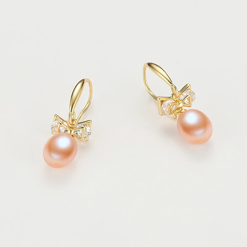Butterfly Bow Pearl Dangle Earrings for Women Luxury Jewelry Gift