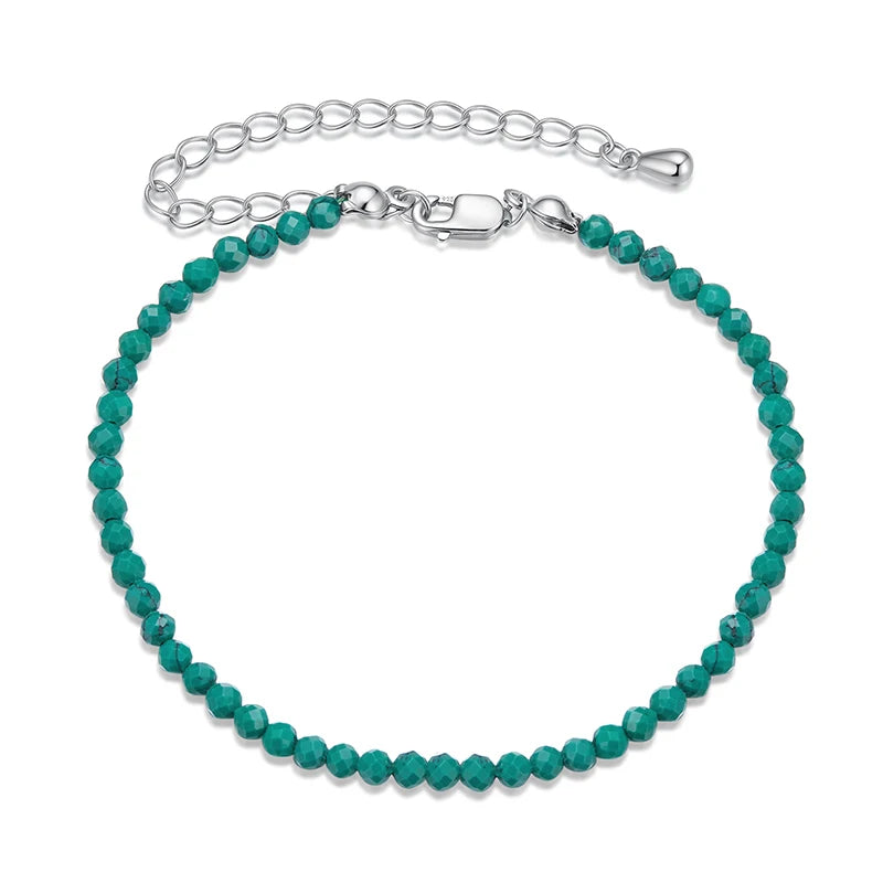 Dainty Sterling Silver Turquoise Bracelet – Adjustable Birthstone Jewelry