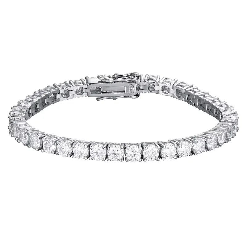 Moissanite Tennis Bracelet in White Gold Plated Sterling Silver
