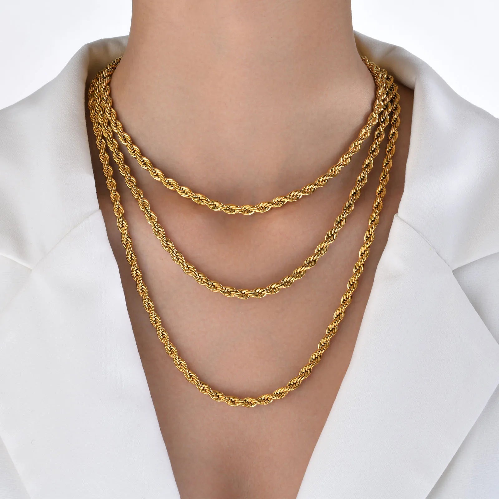 Chic Gold Twisted Rope Chain Necklace for Men and Women