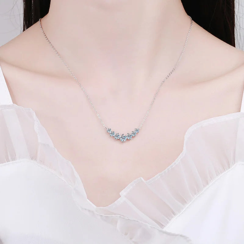 Moissanite Necklace for Women | 18K Gold Plated 925 Silver, GRA Certified