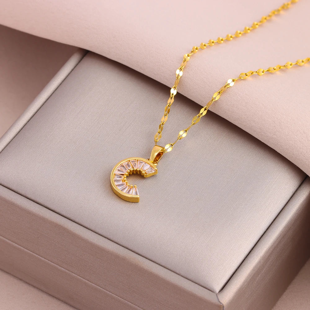 Gold Plated Stainless Steel Necklace for Women – Pendant Clavicle Chain
