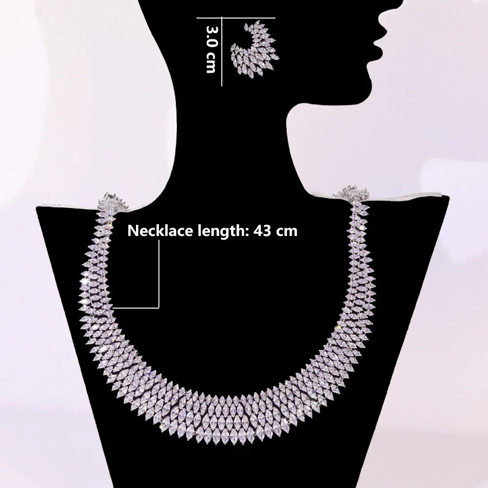 Luxury Choker Betrothal Jewelry Set Big Necklace for Bridal Wedding and Dinner Dress