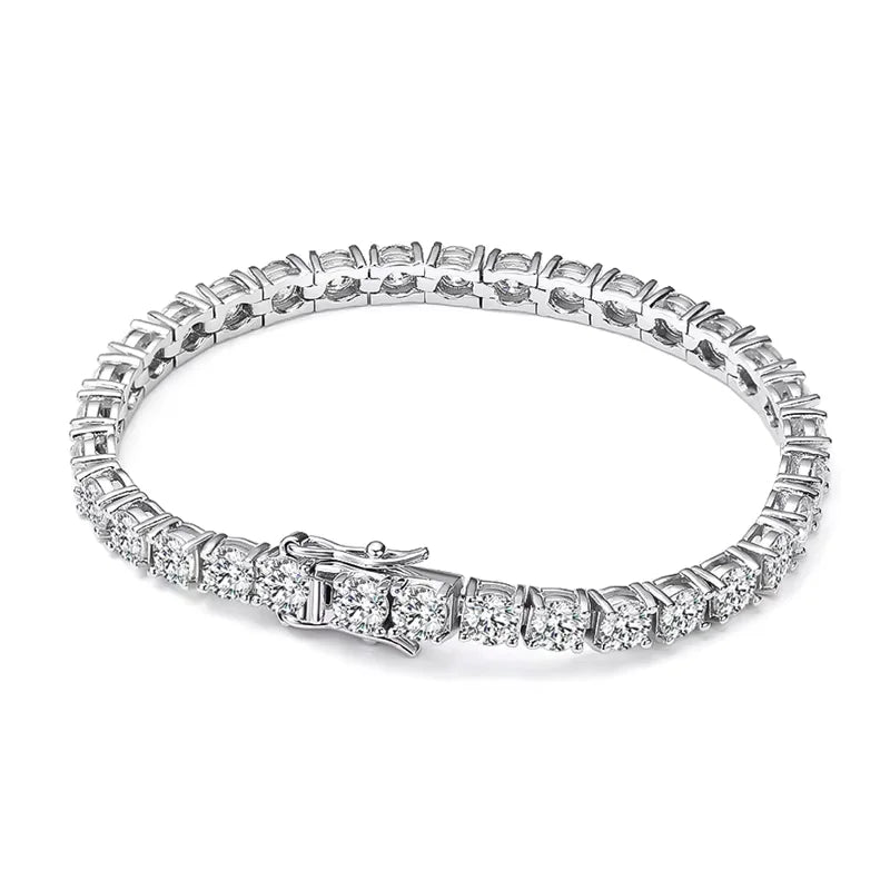 Moissanite Tennis Bracelet – 18k White Gold Silver GRA