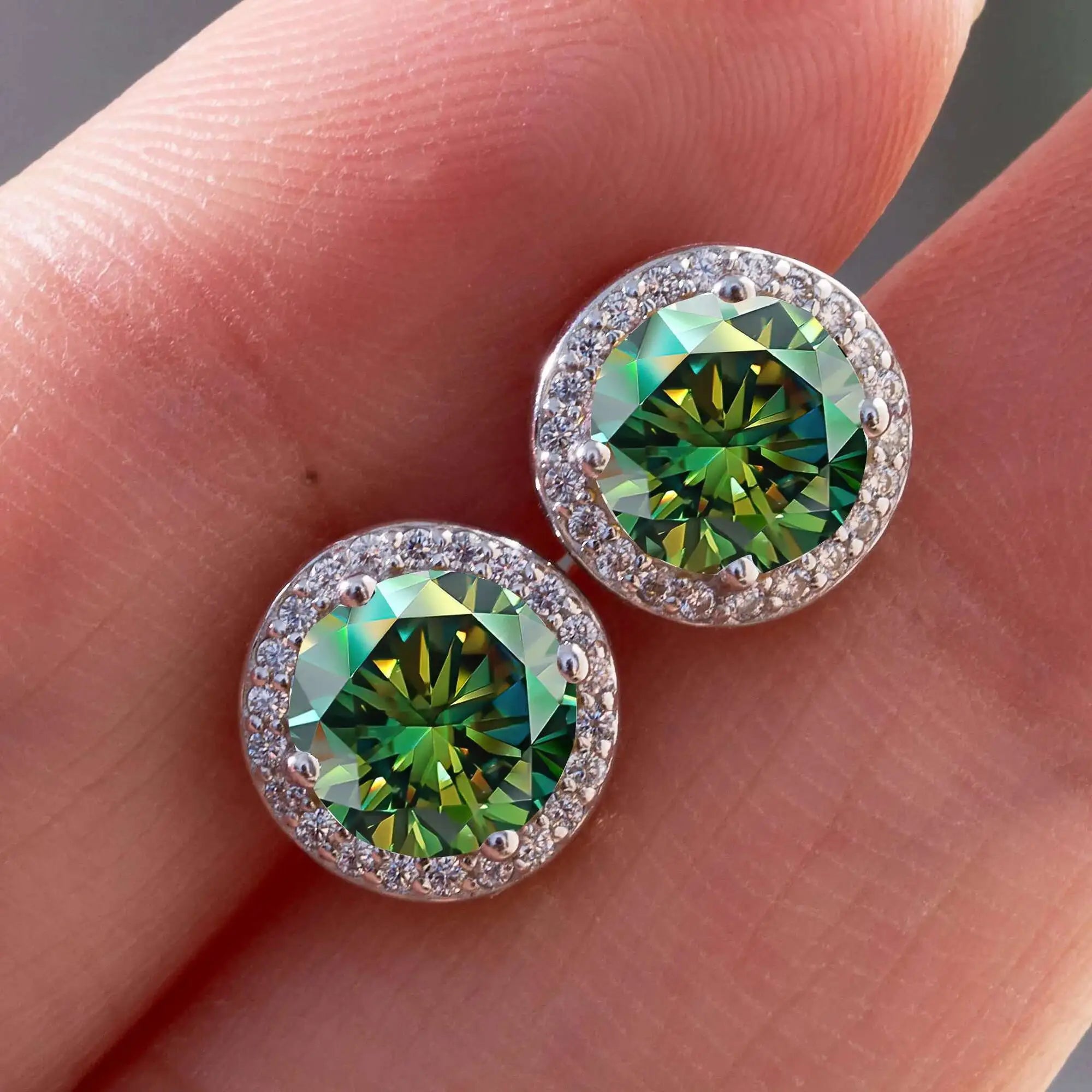 Luxury Sterling Silver Moissanite Round Earrings – Daily Wear Bridal Gift