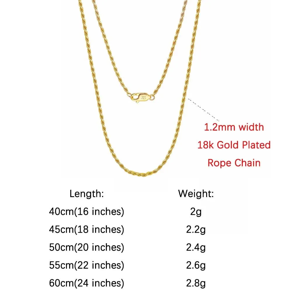 Gold Plated Sterling Silver Diamond-Cut Rope Necklace