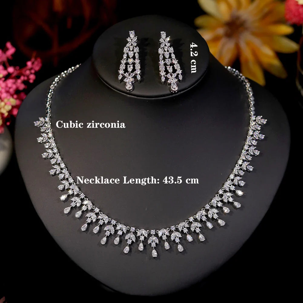 Luxury 2pcs Water Drop Bridal Jewelry Set – Necklace and Earrings for Women