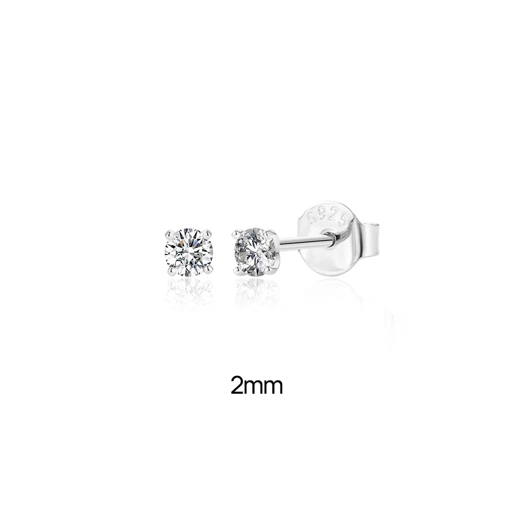 Luxury Moissanite Piercing Earrings in 925 Sterling Silver – Classic Sparkling Studs