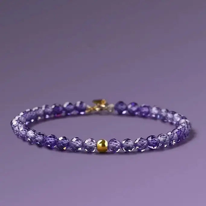 Natural Faceted Amethyst Bracelet - Minimalist Delicate Jewelry