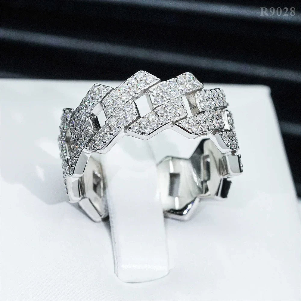 Luxury Moissanite Engagement and Wedding Ring Band in Silver