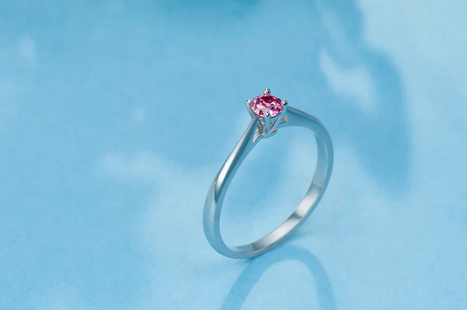 Luxury Moissanite Solitaire Engagement Ring in Sterling Silver