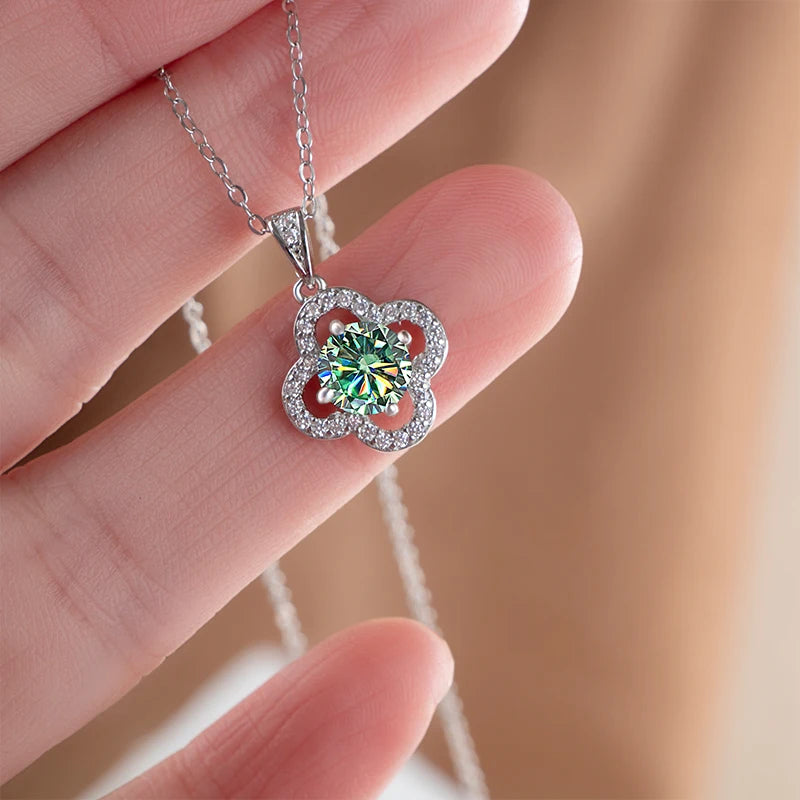 1 Carat Moissanite Pendant Necklace – D Color, 925 Silver