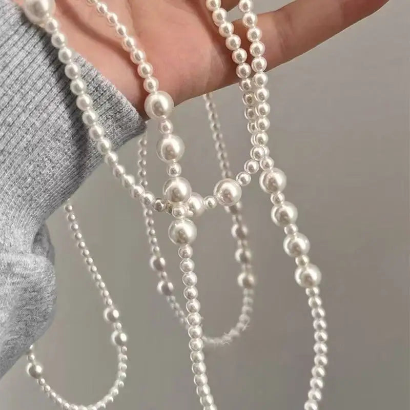 Vintage Multi-Layer Pearl Necklace – Elegant Sweater Chain