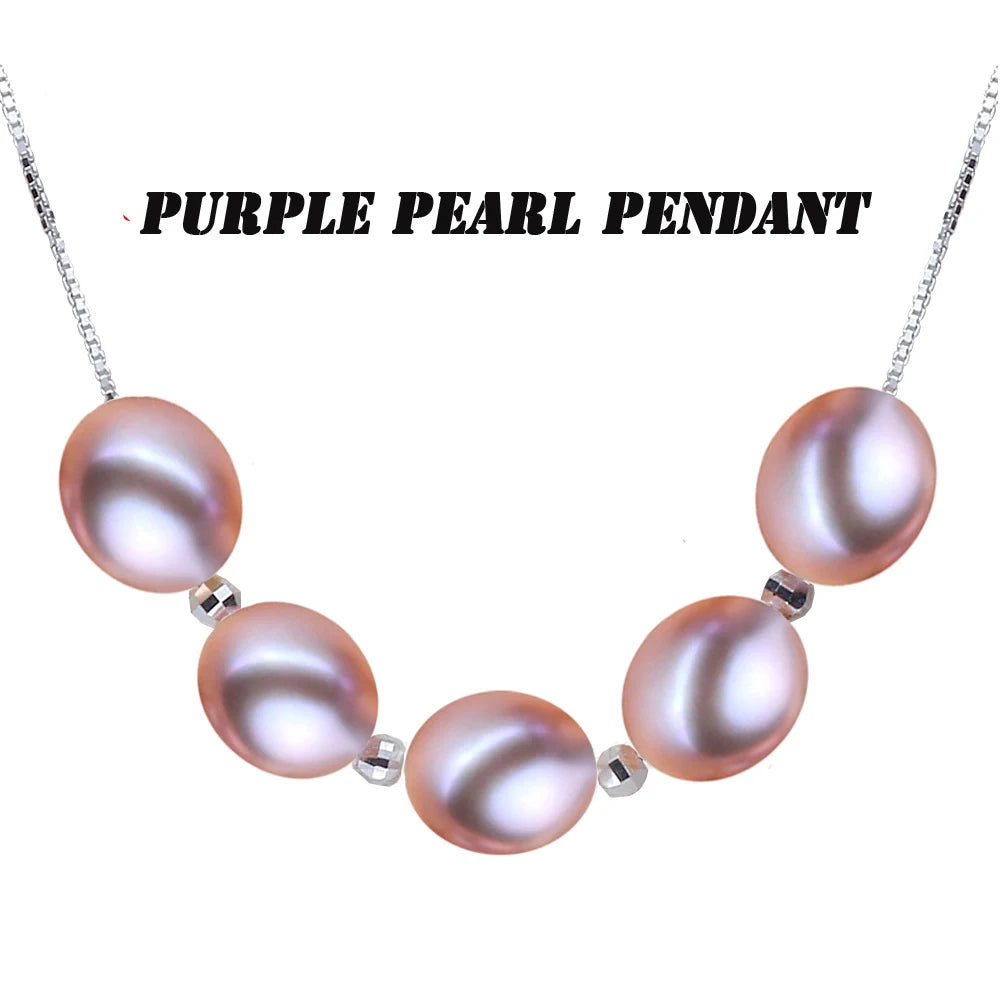 Silver Pearl Pendant Necklace – White & Pink Natural Pearls