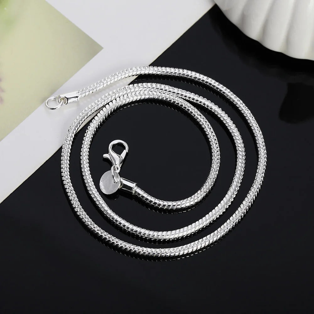 Sterling Silver Solid Snake Chain Necklace for Men & Women Pendant Jewelry