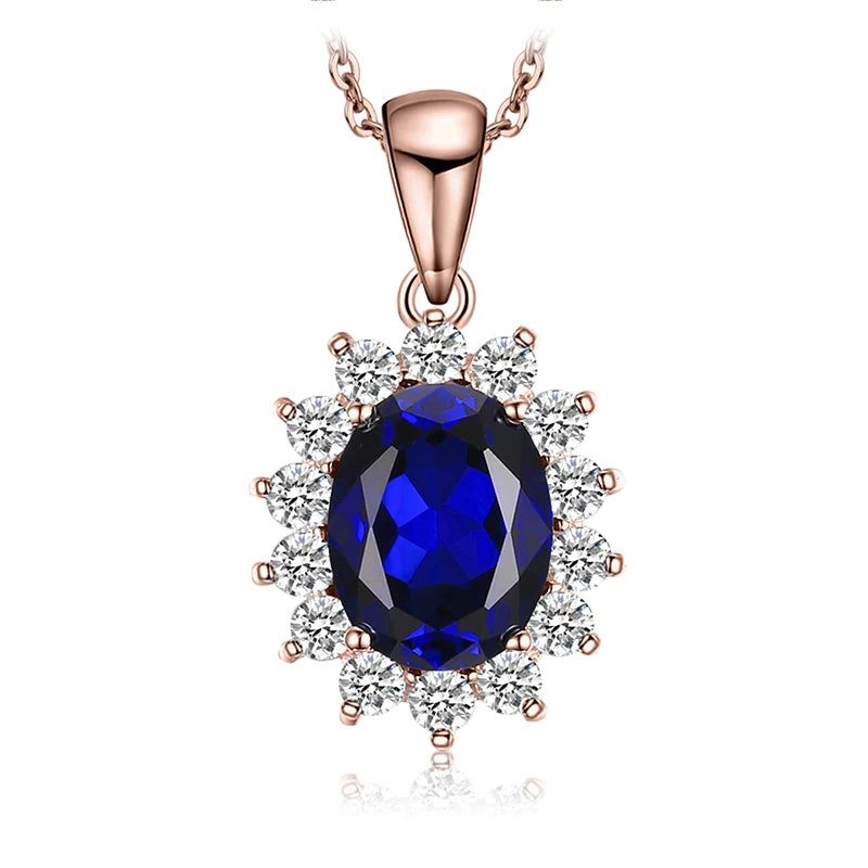 Diana Blue Sapphire Ruby Emerald Pendant – Sterling Silver (No Chain)