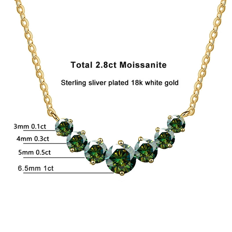 Moissanite Necklace for Women | 18K Gold Plated 925 Silver, GRA Certified