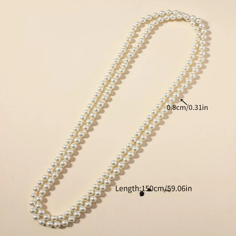 150cm Knot-Bead Pearl Necklace, Japanese/Korean Trendy Long Chain