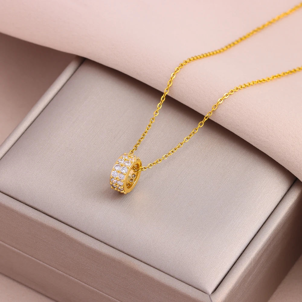 Gold Plated Stainless Steel Necklace for Women – Pendant Clavicle Chain