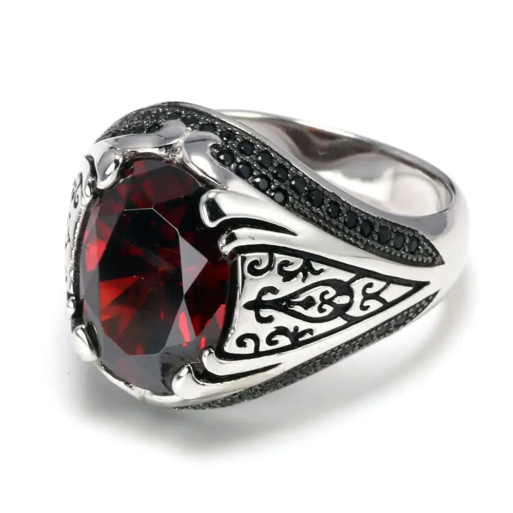 Luxury Turkish Silver Ring with Zircon Stone – Vintage Style