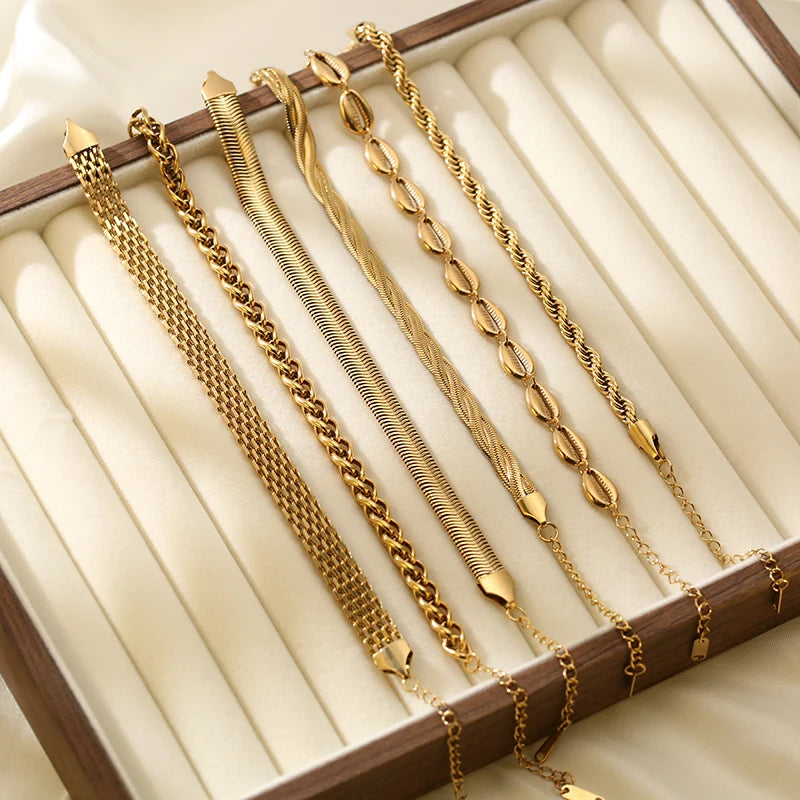 Gold Stainless Steel Unisex Chain Bracelet – 2025 Antiallergic Bangle